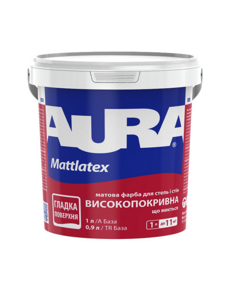Фарба ESKARO AURA Mattlatex для стель і стін латексна матова біла миюча 1 л
